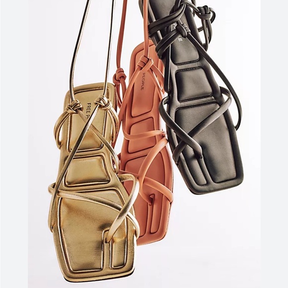 Free People Hermosa Black Vegan Leather Strappy Sandals Size 9.5 - Picture 5 of 11